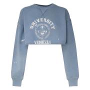 Golden Goose Blå Bomulls Sweatshirt med Rund Krage Blue, Dam