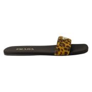 Prada Sammet Leopard Sandaler Höst-Vinter Kollektion Brown, Dam