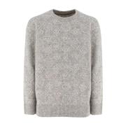 Brunello Cucinelli Elegant Crew-Neck Jumper med Mönster Gray, Herr