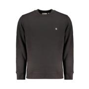 Calvin Klein Svart bomulls sweatshirt med applikationslogo Black, Herr