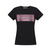 Roberto Cavalli Logo T-shirt Crew Neck Korta ärmar Black, Dam