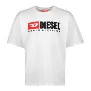 Diesel Vit Bomull T-shirt med Rund Hals White, Herr