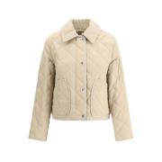 Burberry Klassisk Bomullsjacka med Corduroykrage Beige, Dam