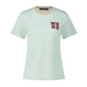 Max Mara Logotyp T-shirt med ribbad halsringning Green, Dam