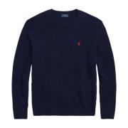 Polo Ralph Lauren Kabelstickad Ull-Kashmir Tröja Blue, Herr