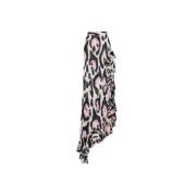 Roberto Cavalli Jaguar-Print Asymmetrisk Maxi Kjol Multicolor, Dam