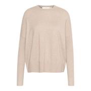 InWear Avslappnad Stickad Tröja Haze Melange Beige, Dam