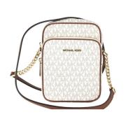 Michael Kors Kedja Crossbody Väska i Vanilj Signatur Beige, Dam