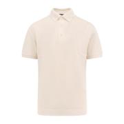 Ermenegildo Zegna Bomull Silk Polo Skjorta Kort Ärm White, Herr