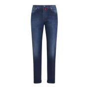 Kiton Blå Bomull Slim-Fit Jeans Blue, Herr