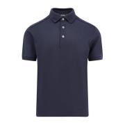 Ermenegildo Zegna Bomull Silk Polo Skjorta Kort Ärm Blue, Herr