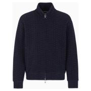 Emporio Armani Marin Allover Flockin Sweatshirt Blue, Herr