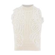 Ermanno Scervino Elegant Blommig Stickad Topp White, Dam