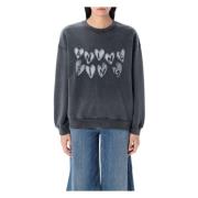 Anine Bing Svart Stickad Spencer Sweatshirt Ss25 Gray, Dam