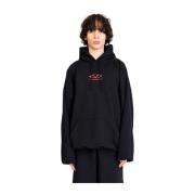 Vetements Svart/Röd Cropped Boxy Hoodie Black, Herr