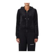 Juicy Couture Sammetshoodie med dragkedja fram Black, Dam