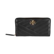 Tory Burch Svart Läder Chevron Plånbok Black, Dam