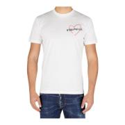 Dsquared2 Vit T-shirt med hjärttryck White, Herr