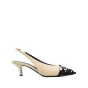 The Attico Stud Embellished Beige Slingback Klackar Beige, Dam