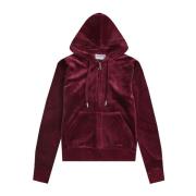 Juicy Couture Sammetshoodie med Strasslogo Red, Dam