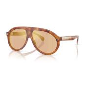 Moncler Brun Tortoise Solglasögon med Guld Spegel Brown, Unisex