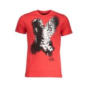 Cavalli Class Röd Bomull Tryck Logo T-shirt Red, Herr