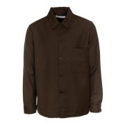 Samsøe Samsøe Återvunnen ull overshirt med knappstängning Brown, Herr