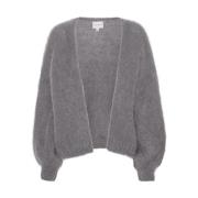 American Dreams Almond Kort Cardigan med Oversized Ballongärmar Gray, ...