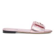 Fendi Metallic Pink Slides med Baguette Motif Pink, Dam