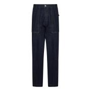 Doppiaa Mörkblå Straight Leg Denim Jeans Blue, Herr