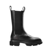 Copenhagen Studios Svarta läder Chelsea boots med lug sula Black, Dam