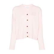 Maison Kitsuné Djärv Rävhuvud Broderad Kort Cardigan Pink, Dam