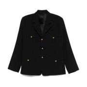 Ernest W. Baker Svart Militär Blazer med Fyra Fickor Black, Herr