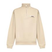 Jacquemus Beige Bomullsfleece Ståkrage Jacka Beige, Herr