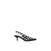 The Attico Mesh Kitten Heel Läderpumps Black, Dam