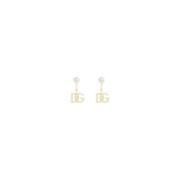 Dolce & Gabbana Rhinestone Logo Dangling Örhängen Yellow, Dam