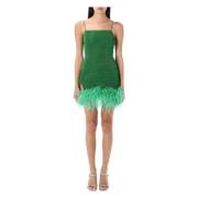 Oseree Smaragdgrön Plumage Mini Klänning Green, Dam