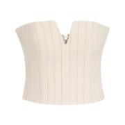 Zimmermann Randig Ull Bustier Topp White, Dam