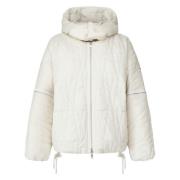 Moncler Vit Vadderad Quiltad Jacka med Huva White, Dam