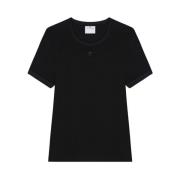 Courrèges Svart Crew Neck T-shirt Black, Dam