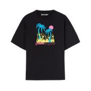 Palm Angels Svart Grafiskt Tryck Crew Neck T-shirt Black, Herr