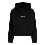 Propaganda Svart Croptop Hoodie med Ribbor Black, Dam