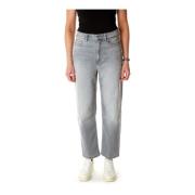 Drykorn Cropped Tapered Fit Mid Waist Jeans Gray, Dam