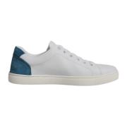 Dolce & Gabbana Vit Blå Läder Låga Sneakers White, Dam