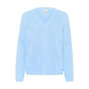 Kaffe Windsurfer Stickad Tröja Sweater Blue, Dam