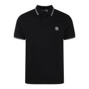 Stone Island Logo Polo Shirt med Kontrastkanter Black, Herr