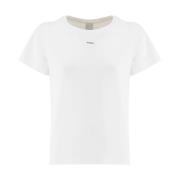 Pinko Crew-neck Bomull Jersey T-shirt White, Dam