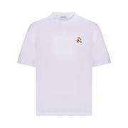 Maison Kitsuné Broderad Logotyp Bomull T-shirt White, Dam