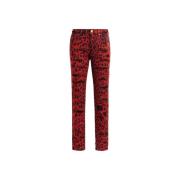 Roberto Cavalli Leopard-Print Skinny Jeans Red, Dam