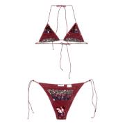 Oseree Merlot Sequins Stripe Microkini Brown, Dam